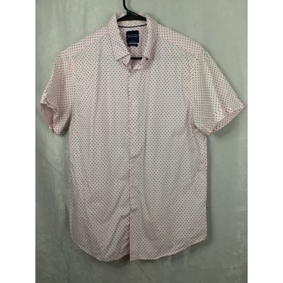Denim & Flower Men's Slim Fit Short Sleeve Button Up Size Medium Pink - Picture 12 of 12